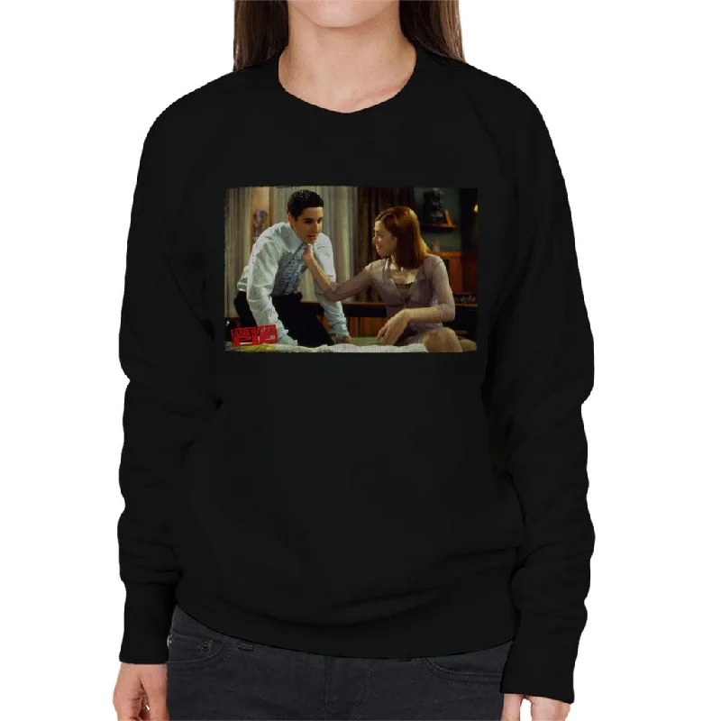 American Pie Jim And Michelle Women's Sweatshirt Hoodie with Raw Hem Edgy Unfinished American Pie Jim And Michelle Women's Sweatshirt Hoodie with Raw Hem Edgy Unfinished