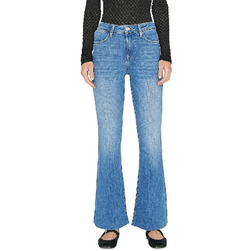 Womens Flared High Rise Flared Jeans Elegant Tapered Leg Denim
