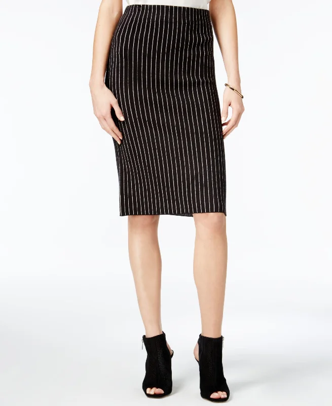 BAR III Striped Sweater Pencil Skirt Faux Fur Fabric Real Fur Fabric Shearling Fabric