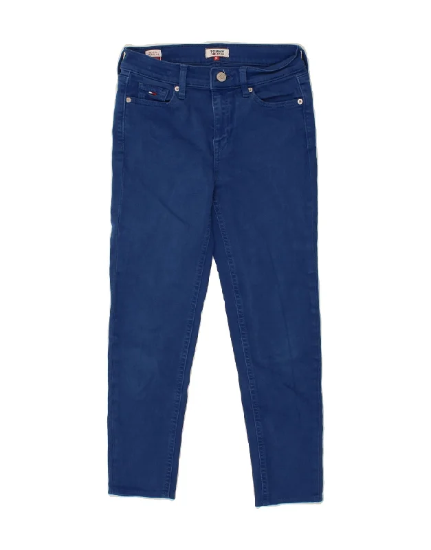 TOMMY HILFIGER Womens Nora Capri Mid Rise Skinny Jeans W26 L23 Blue Chic Ripped Jeans
