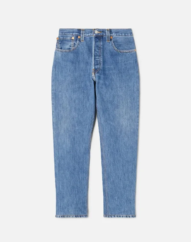 Women's High Rise Ankle Crop Jeans In Indigo Trendy Wide-Legged High-Waist Jeans