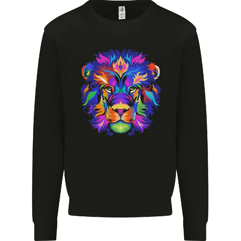A Colourful Lion Mens Sweatshirt Jumper Hoodie with V-Neck Classic Versatile