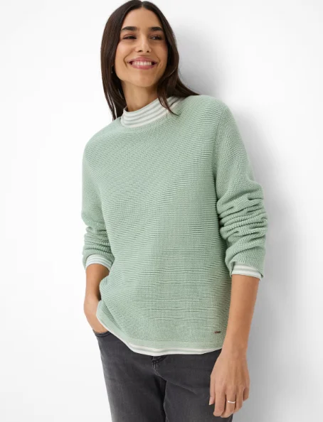 Lesley Sweater in Soft Sage Chenille Blend Fleece Blend Nylon Blend