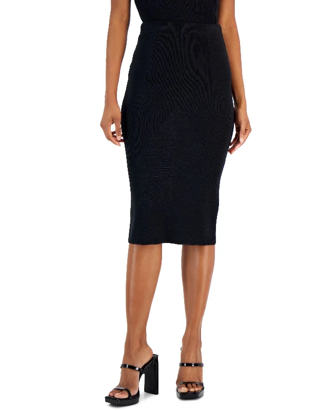 Women's Rib-Knit Sweater Skirt Machine Wash Dry Clean Hand Wash