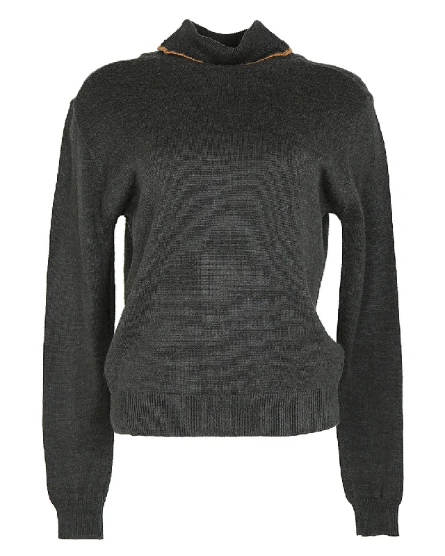 80s Grey Turtleneck Jumper - M Wool Sweater Cotton Sweater Cashmere Sweater