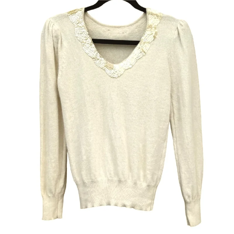 Angora and Sequin Vintage V Neck Pleat Shoulder Long Balloon Sleeve Sweater Satin Fabric Silk Fabric Chiffon Fabric