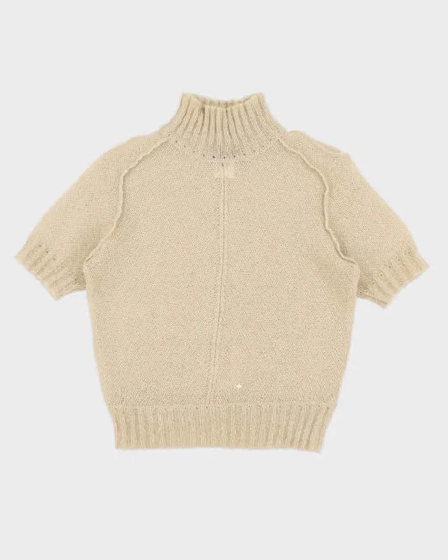 80s Vintage Women's Cream Fendi Knit sweater - S Boat Neck Shawl Collar Notched Collar 80s Vintage Women's Cream Fendi Knit sweater - S Boat Neck Shawl Collar Notched Collar