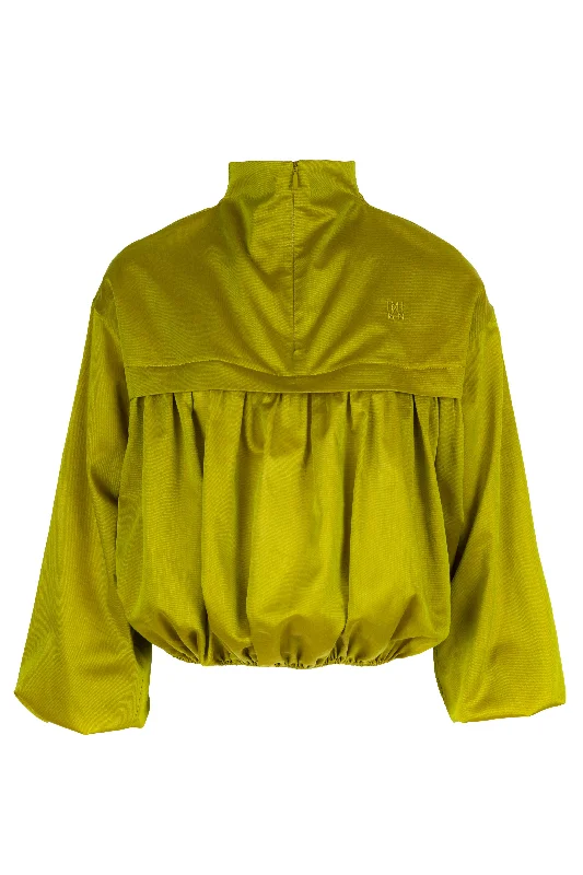 Mustard Turtleneck Blouse Collared Satin Blouse