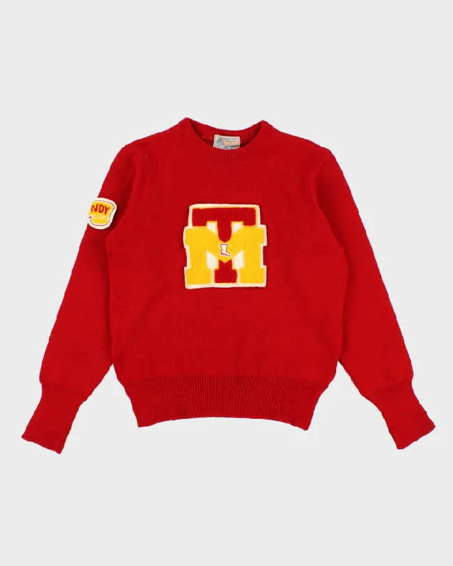 Vintage 80s Women's Varsity Sweater - S Elasticated Padded Insulated