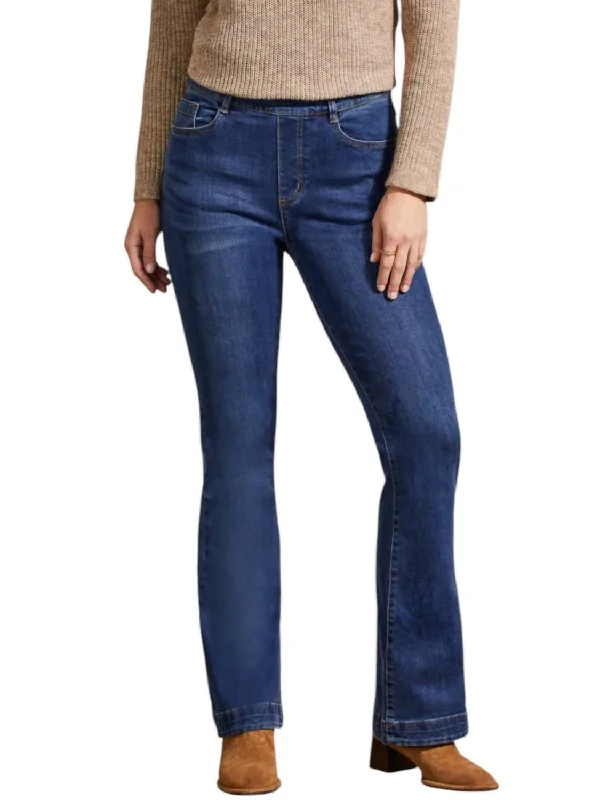 Audrey Pull On Flare Jeans In Blue Trendy Vintage Denim Jeans