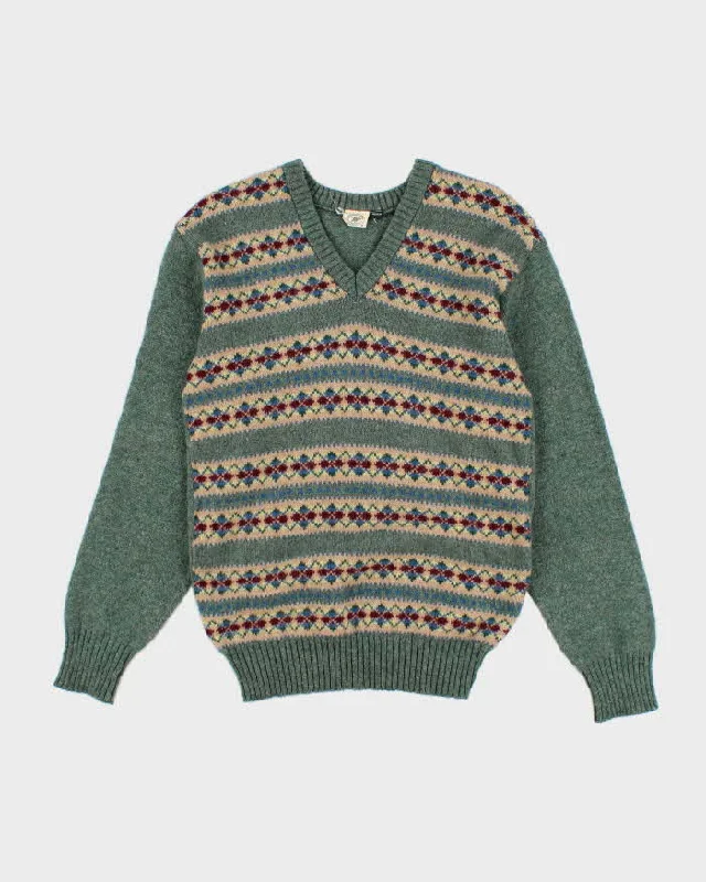 Vintage 80s American Classic Catch V-Neck Jumper - M Notch Collar Peter Pan Collar Cowl Neck