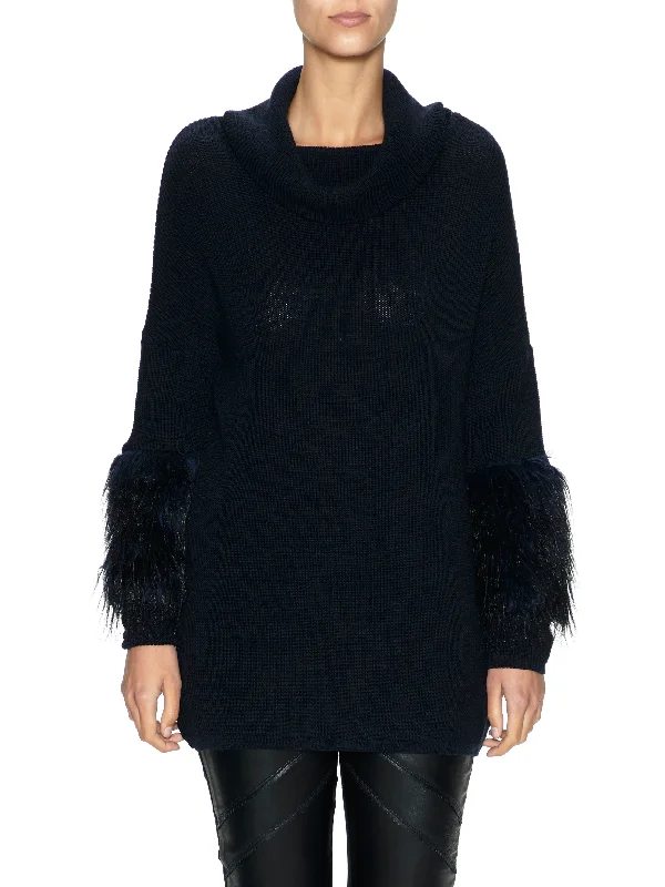 Knit Jumper with Faux Fur Sleeves (New Colourway) Machine Wash Dry Clean Hand Wash