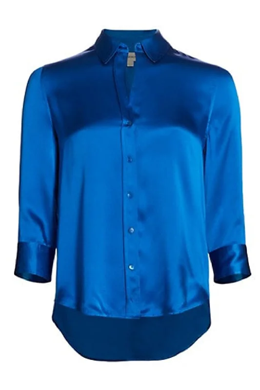 Dani Blouse - Palace Blue Lightweight Floral Blouse
