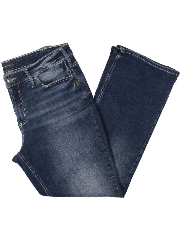 Plus Womens Mid-Rise Wide Leg Bootcut Jeans Fashionable Raw Hem Bootcut Jeans