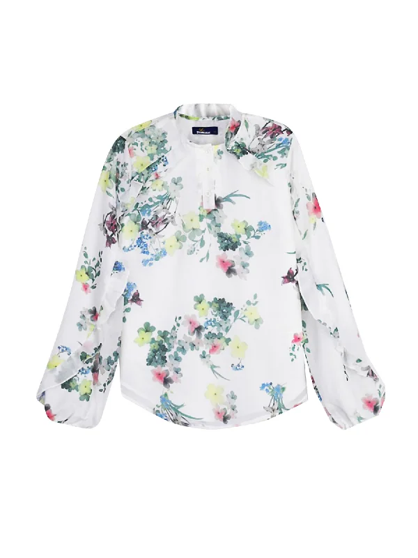 Dominic Floral Ruffle Blouse Casual Relaxed Blouse