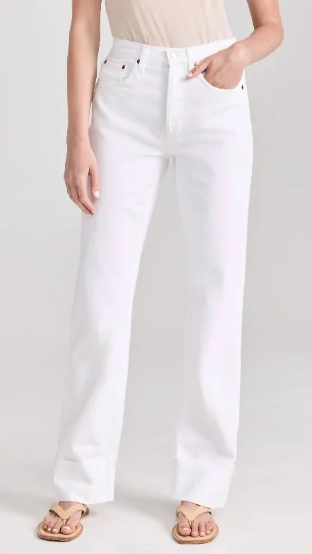 High Rise Loose Long Jean In White Trendy Low-Rise Bootcut Jeans