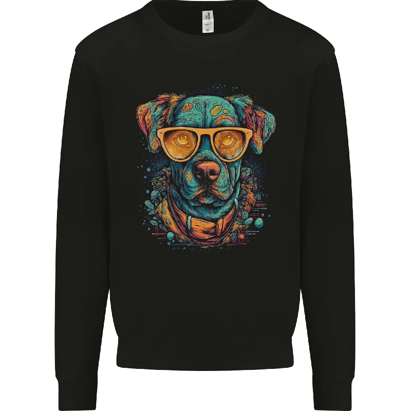 A Cool Dog With Glasses Mens Sweatshirt Jumper Hoodie Jacket Zipper Layering