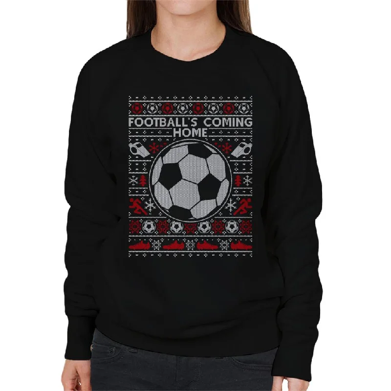 Football's Coming Home Christmas Knit Women's Sweatshirt Hoodie with Drawstring Waist Adjustable Fitted Football's Coming Home Christmas Knit Women's Sweatshirt Hoodie with Drawstring Waist Adjustable Fitted
