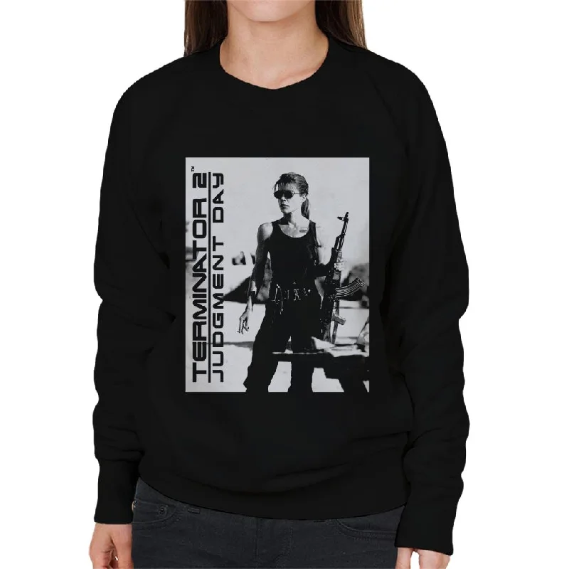 Terminator 2 Judgement Day Sarah Connor Women's Sweatshirt Hoodie with Longline Fit Extended Stylish Terminator 2 Judgement Day Sarah Connor Women's Sweatshirt Hoodie with Longline Fit Extended Stylish
