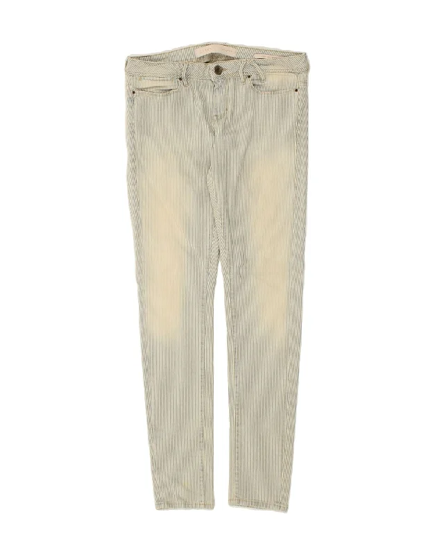 GUESS Womens Skinny Jegging Jeans W31 L32  Blue Pinstripe Trendy Flared Leg Jeans