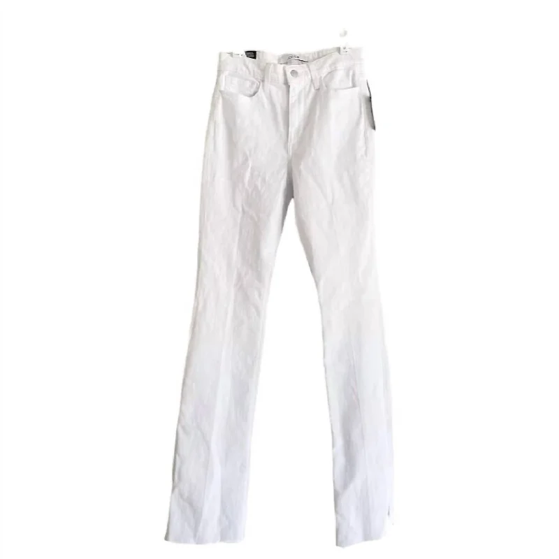 Women's High Rise Bootcut Hem Slit Stretch Denim Jeans In White Stylish Relaxed Fit Skinny Jeans Women's High Rise Bootcut Hem Slit Stretch Denim Jeans In White Stylish Relaxed Fit Skinny Jeans