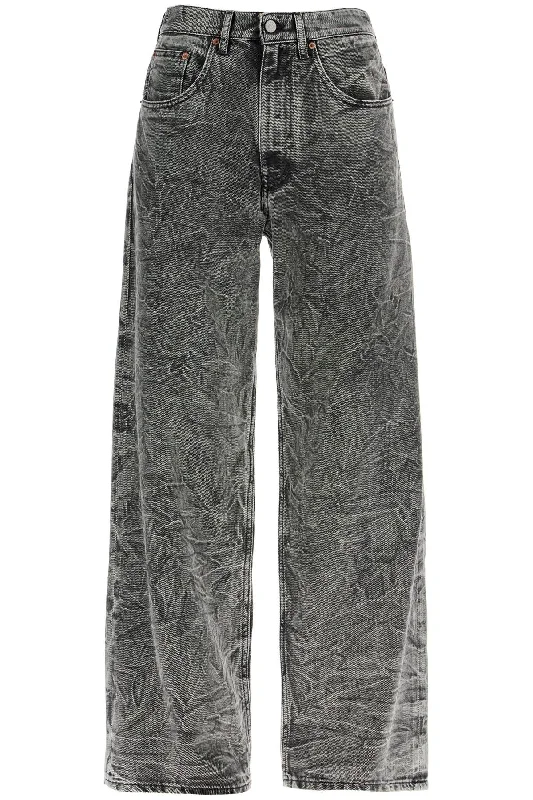 Mm6 Maison Margiela Women's Wrinkled Effect Jeans Chic Vintage-Inspired Denim Jeans