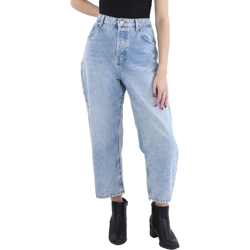 Deep Trance Womens Mid-Rise Dropped Crop Boyfriend Jeans Stylish Tapered Fit Jeans