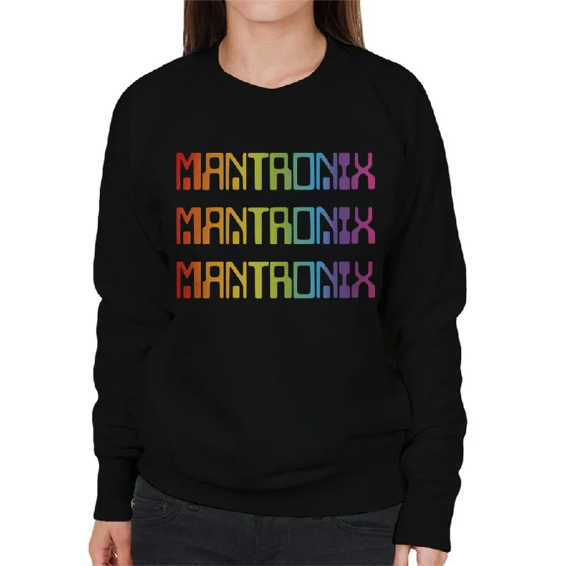 Mantronix The Album Cover Rainbow Shimmer Flex Women's Sweatshirt Hoodie with Batwing Sleeves Loose Dramatic
