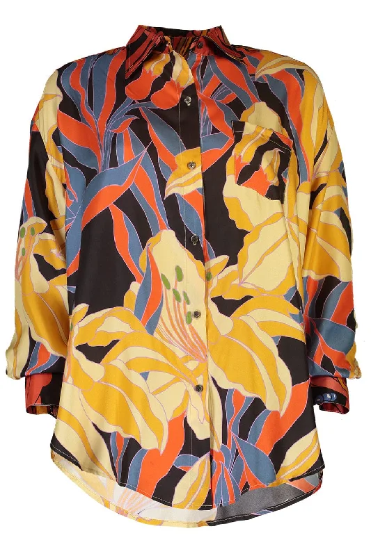 Big Oversized Button Up Blouse Gathered Detail Blouse
