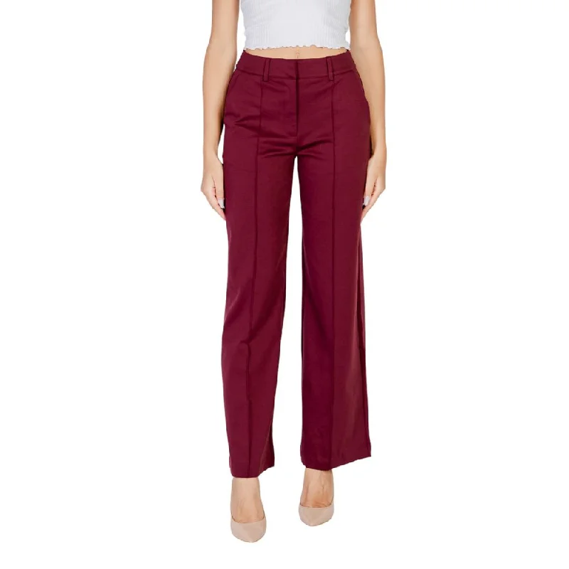 ICHI  Polyester Jeans & Women's Pant Trendy Pleated Waist Jeans
