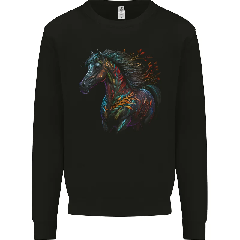 A Colourful Horse With Fantasy Markings Mens Sweatshirt Jumper Hoodie with Rolled Sleeves Casual Relaxed A Colourful Horse With Fantasy Markings Mens Sweatshirt Jumper Hoodie with Rolled Sleeves Casual Relaxed