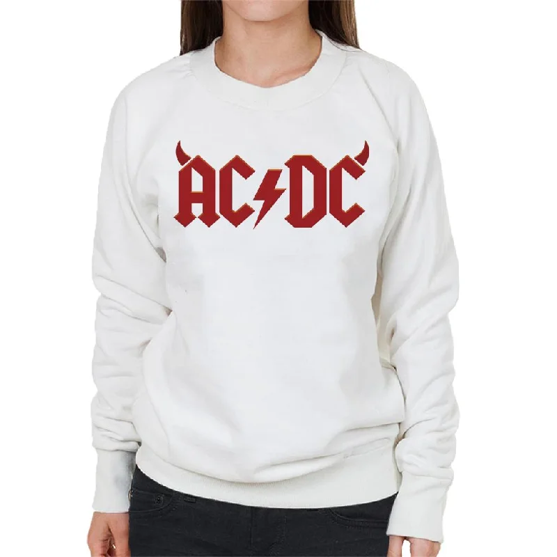 AC/DC Devil Horns Logo Women's Sweatshirt Hoodie with Monochrome Minimalist Simple