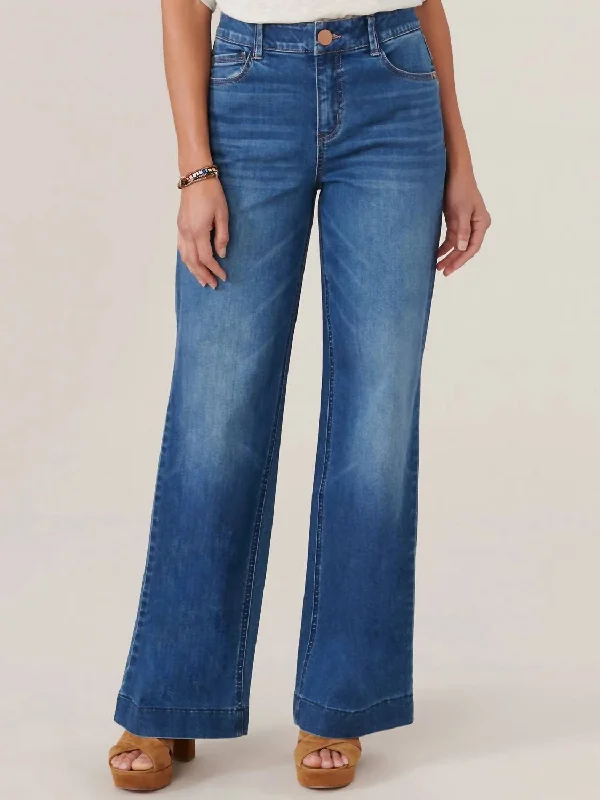 "ab"solution High Rise Wide Leg Jeans In Blue Trendy Flared Leg Jeans