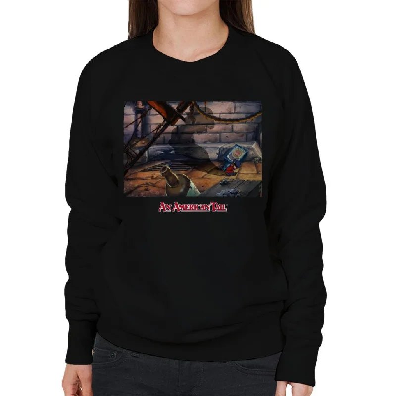 An American Tail Fievels Shadow Women's Sweatshirt Hoodie with Drawcord Adjustable Secure An American Tail Fievels Shadow Women's Sweatshirt Hoodie with Drawcord Adjustable Secure