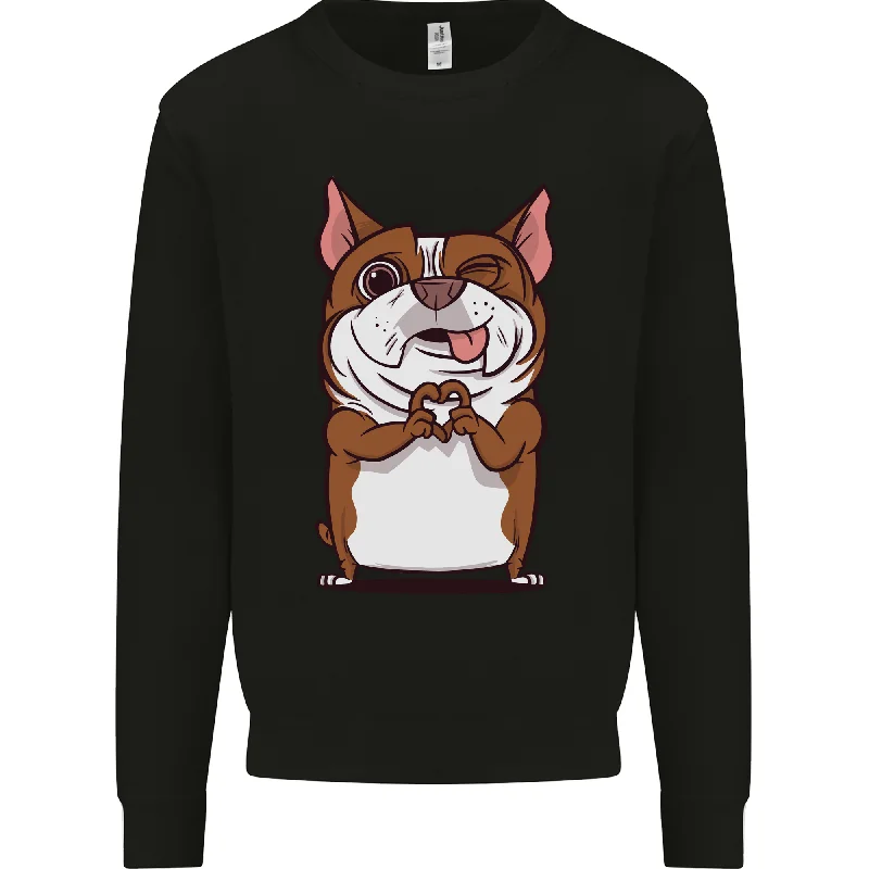 A Cute Dog With a Heart Sign Mens Sweatshirt Jumper Hoodie with Color Block Contrast Stylish