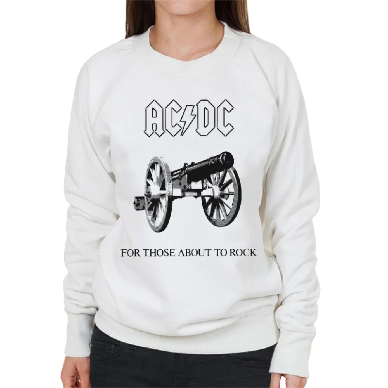 AC/DC For Those About To Rock Women's Sweatshirt Hoodie with Exposed Zipper Edgy Industrial AC/DC For Those About To Rock Women's Sweatshirt Hoodie with Exposed Zipper Edgy Industrial