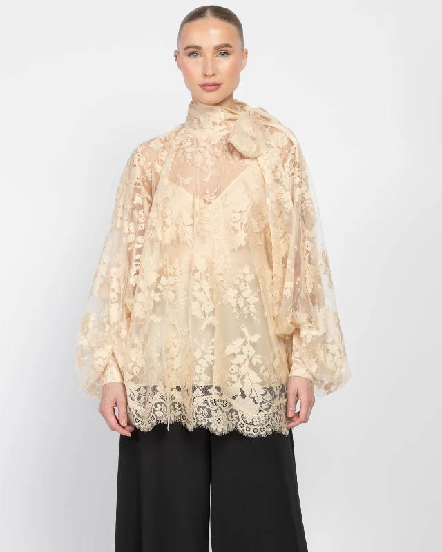 Illustration Lace Blouse Feminine Tie Blouse