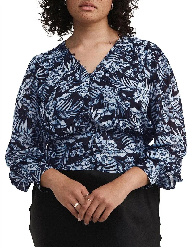 WITCHERY - Floral palm pleated blouse! 12 Wrap Front Blouse