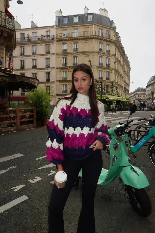 Grape Juice Sweetheart Chunky Knit Jumper Fitted Slim Tailored