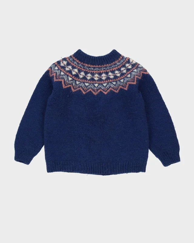 Vintage 1980s Norwegian Style Knitted Wool Jumper - S Satin Blend Silk Blend Wool Blend