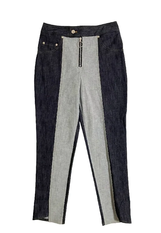 Two Tone Straight Ankle Crop High Rise Denim Jeans In Blue Stylish Plus Size Denim Jeans Two Tone Straight Ankle Crop High Rise Denim Jeans In Blue Stylish Plus Size Denim Jeans