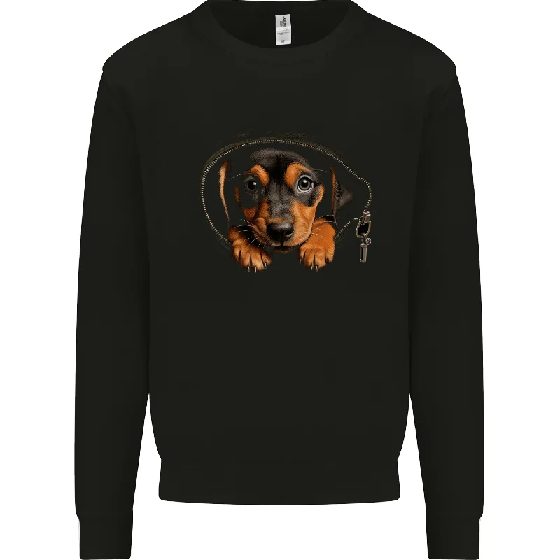 A Dachshund Puppy in a Pocket Dog Mens Sweatshirt Jumper Hoodie with Reflective Safety Nightwear A Dachshund Puppy in a Pocket Dog Mens Sweatshirt Jumper Hoodie with Reflective Safety Nightwear