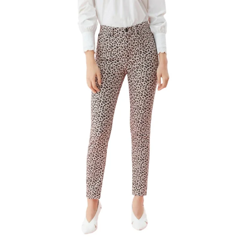 Ocelot Ines Leopard Print Skinny Jeans In Beige Stylish High-Waist Skinny Denim