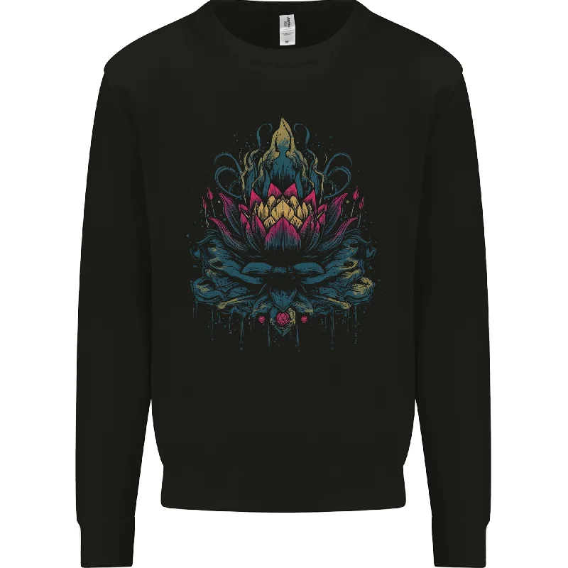 A Colourful Lotus Flower Mens Sweatshirt Jumper Hoodie with High Neck Warm Protective A Colourful Lotus Flower Mens Sweatshirt Jumper Hoodie with High Neck Warm Protective
