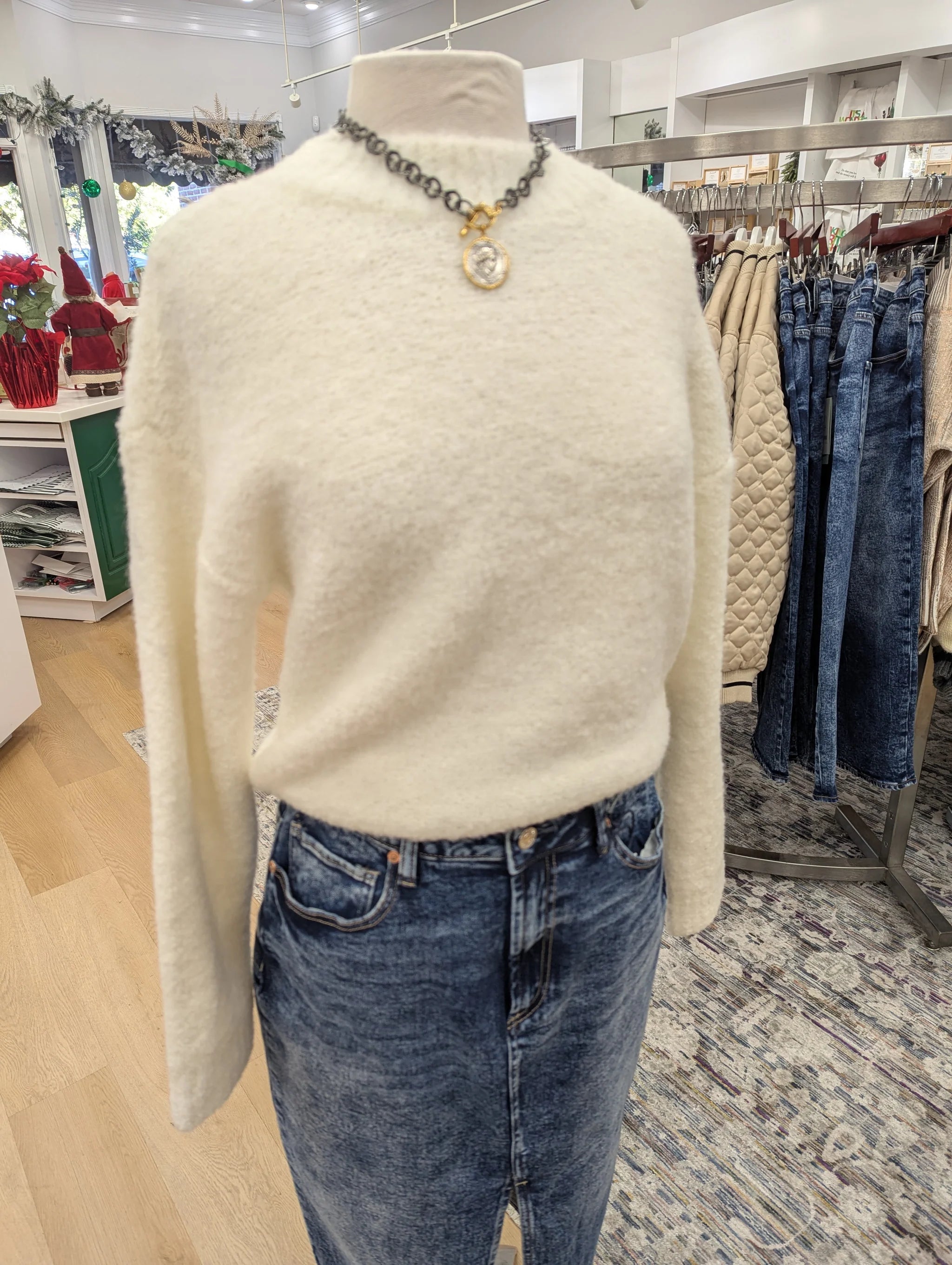 Cozy Round Neck Sweater Stretchy Elastic Breathable