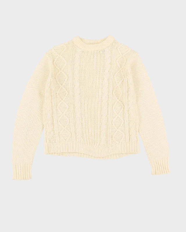 Vintage 1980s The Bay Hudson's Bay Cream Knitted Jumper - S Velvet Chenille Corduroy