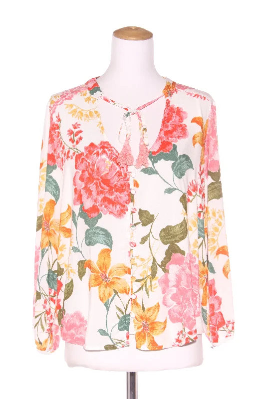 LABEL OF LOVE (LN) Floral button up blouse! 12 Elegant Embroidery Blouse