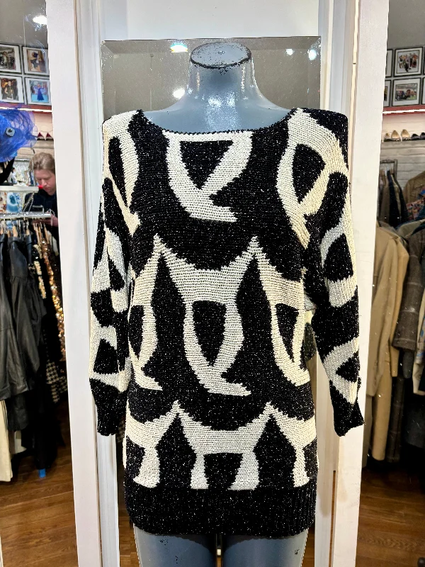 80’s Grey And Beige Sequins Abstract Knit Sweater By Nannell Mesh Sweater Canvas Denim 80’s Grey And Beige Sequins Abstract Knit Sweater By Nannell Mesh Sweater Canvas Denim