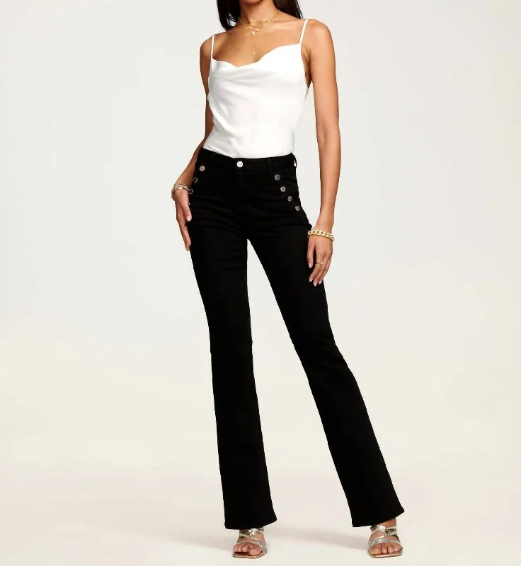 Helena High-Rise Flare Jeans In Black Casual Skinny Fit Jeans