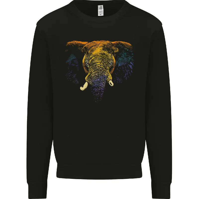 A Colourful Elephant Mens Sweatshirt Jumper Hoodie with Oversized Fit Loose Comfortable A Colourful Elephant Mens Sweatshirt Jumper Hoodie with Oversized Fit Loose Comfortable